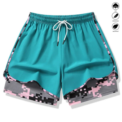 3-Pack Women’S Camo 2-In-1 5-Inch Running Shorts, Anti-Exposure Workout Shorts with Inner Pocket, Quick Dry Breathable Lightweight Fabric & Adjustable Drawstring Waist for Fitness