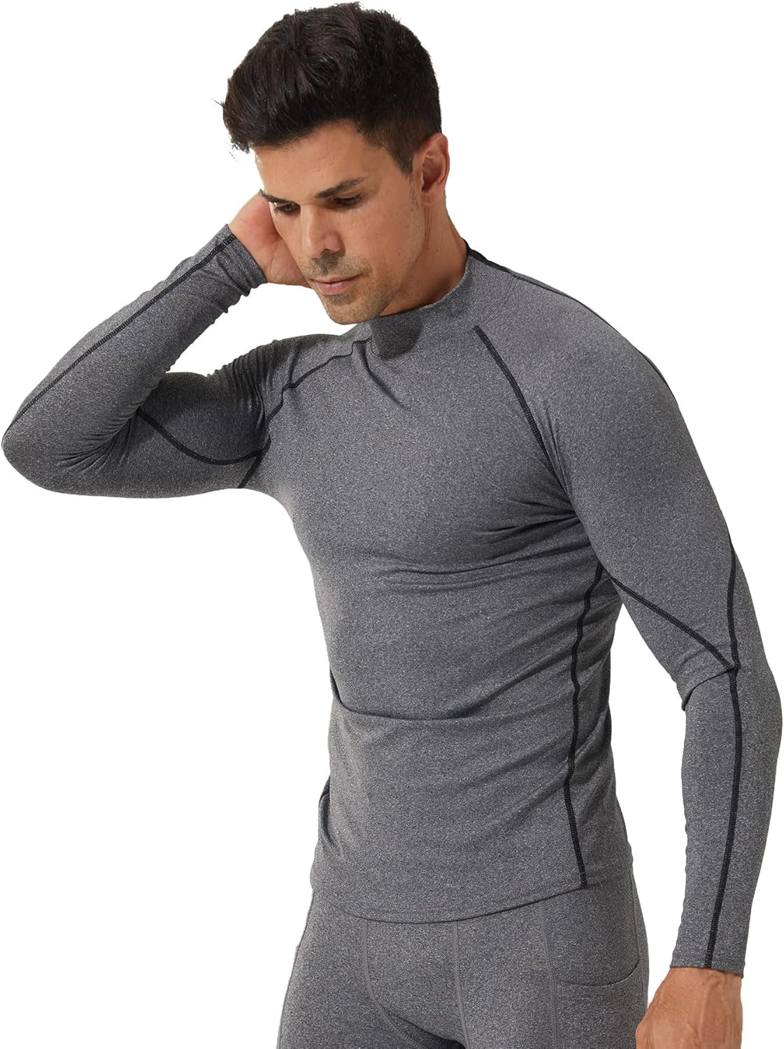 3 Pack Mens Mock Turtleneck Compression Shirts Long Sleeve Sun Protection Shirts Cooling Workout Gym Tops Undershirt