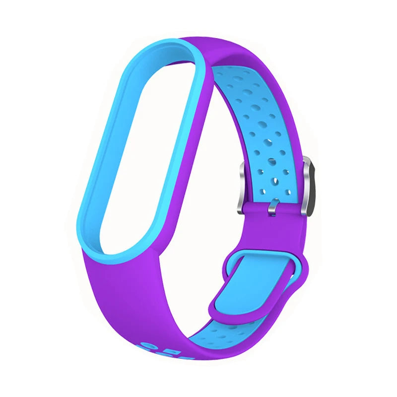 Belt for  Mi Band 5 6 Two-Color Silicone Bracelet Sport Breathable Strap for Miband 5 Miband7 Replacement Wristband