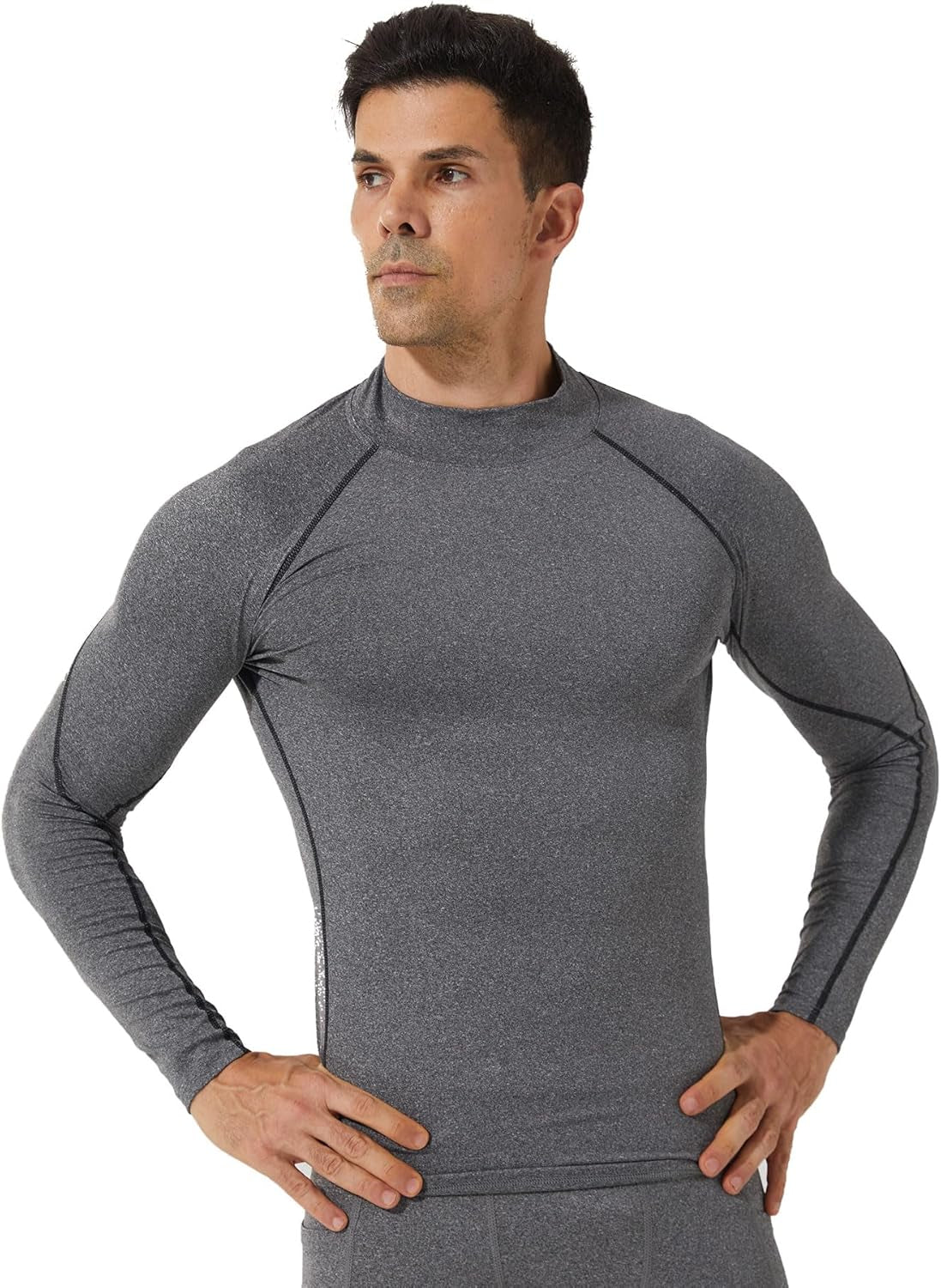 3 Pack Mens Mock Turtleneck Compression Shirts Long Sleeve Sun Protection Shirts Cooling Workout Gym Tops Undershirt