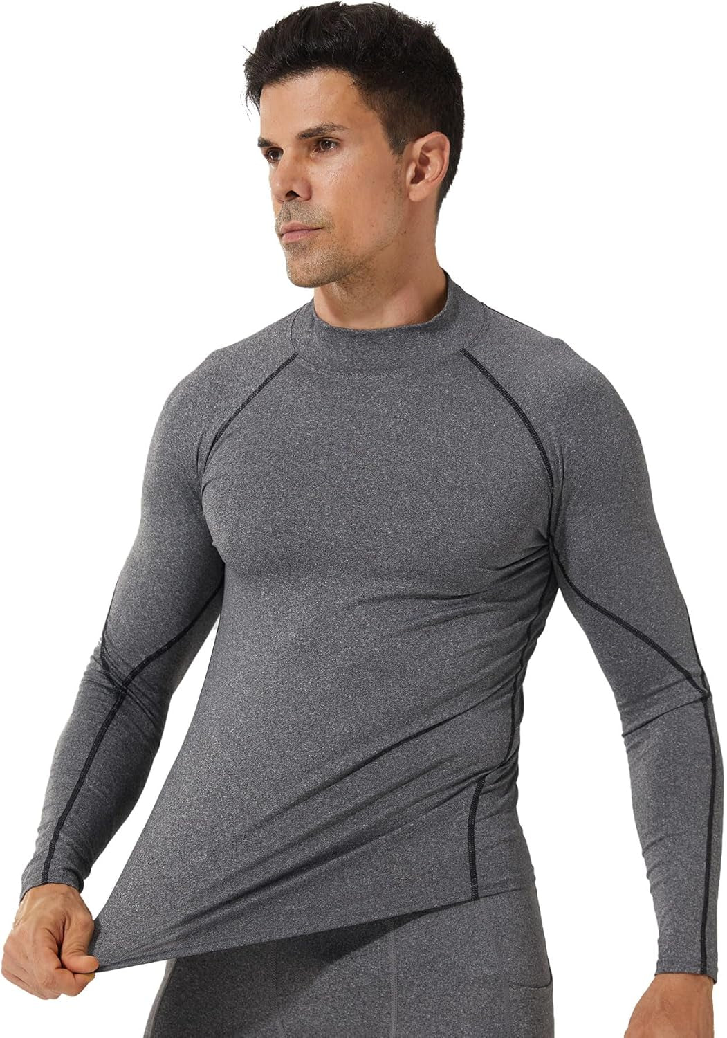 3 Pack Mens Mock Turtleneck Compression Shirts Long Sleeve Sun Protection Shirts Cooling Workout Gym Tops Undershirt