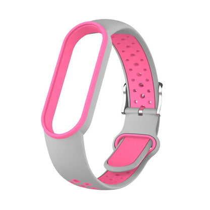 Belt for  Mi Band 5 6 Two-Color Silicone Bracelet Sport Breathable Strap for Miband 5 Miband7 Replacement Wristband