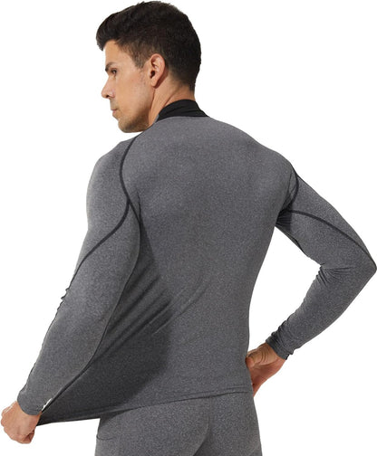 3 Pack Mens Mock Turtleneck Compression Shirts Long Sleeve Sun Protection Shirts Cooling Workout Gym Tops Undershirt