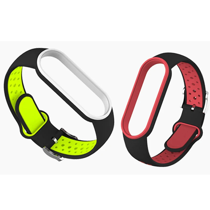 Belt for  Mi Band 5 6 Two-Color Silicone Bracelet Sport Breathable Strap for Miband 5 Miband7 Replacement Wristband
